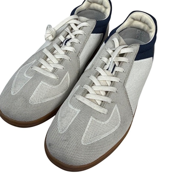 Rothy's‎ Men's 11.5 White Navy Lace Up Knit Sneakers Minimalist RS01 Gum Sole - Picture 7 of 7